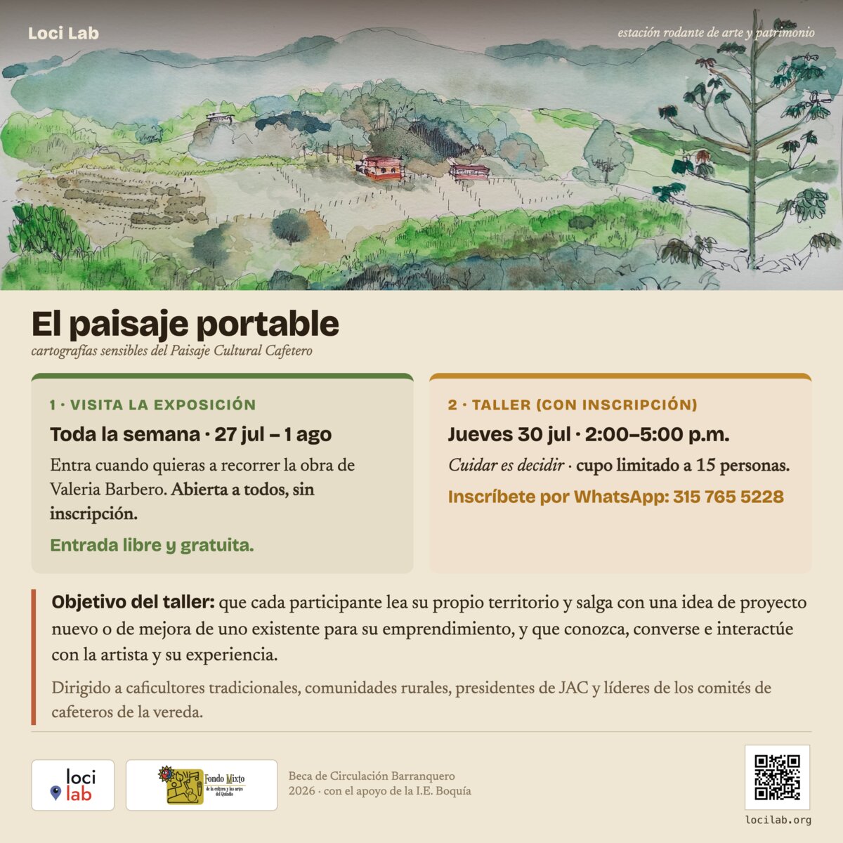 Pieza de convocatoria de la exposición y el taller en Boquía